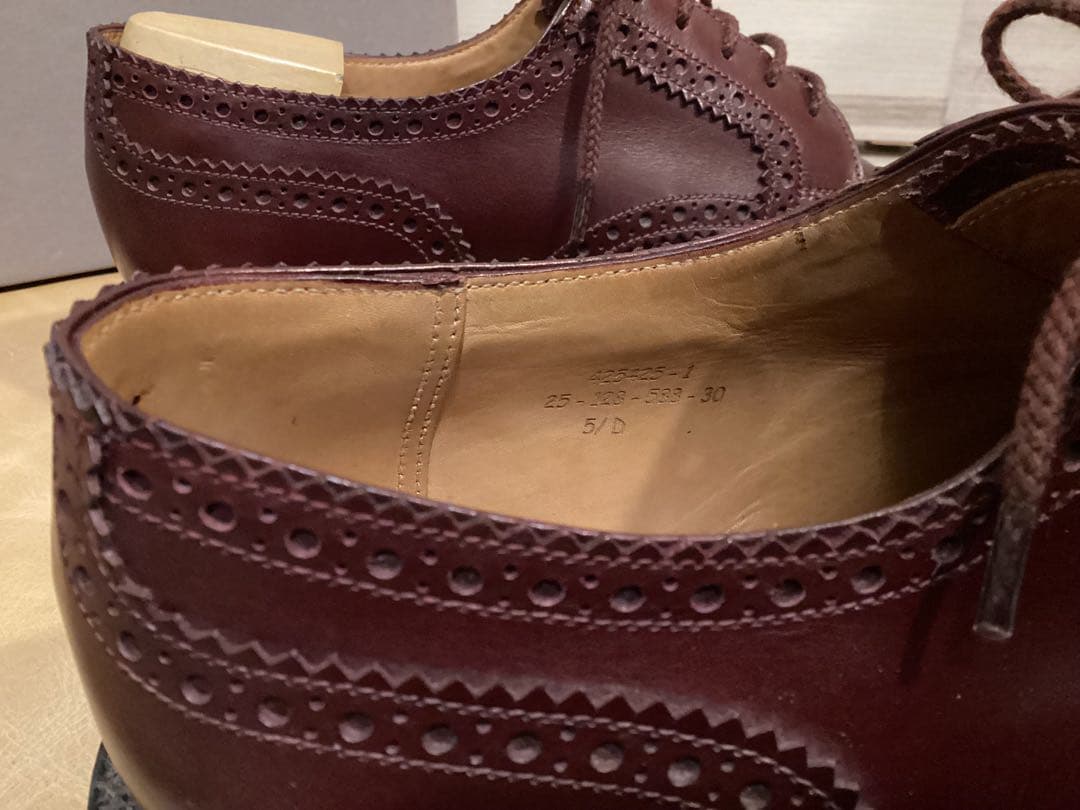 美品jm weston フルブローグ　バーガンディ　サイズ5.5D
