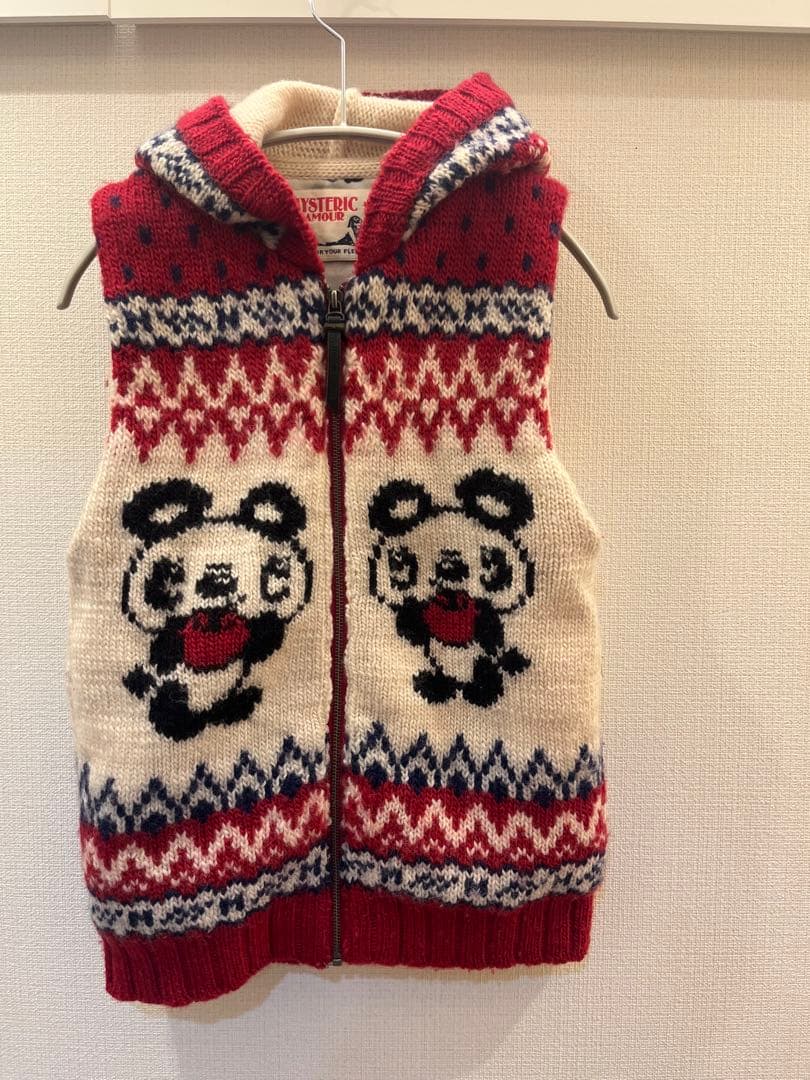 HYSTERIC GLAMOUR フーディ　カウチンベスト　アップルパンダ