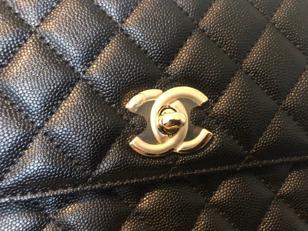 CHANEL ノベルティ キャビアスキン ココハンドル ハンドバッグ 黒