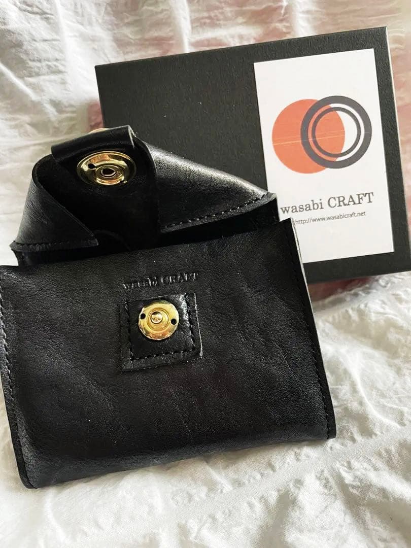 wasabi CRAFT ブラックレザー ハーフウォレット財布！ほぼ未使用！！