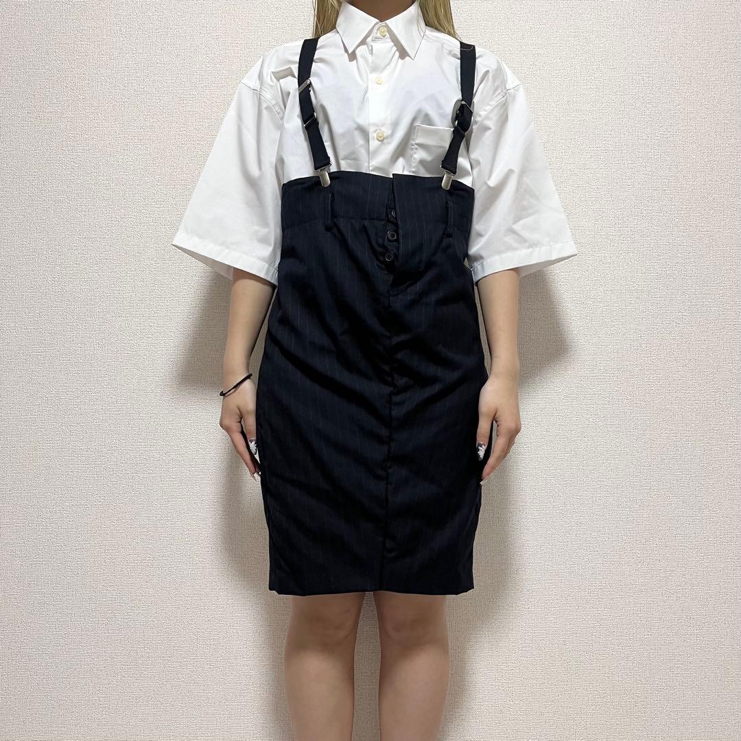 ジュンヤワタナベ コムデギャルソン ウール　ストライプ　変形　ショートパンツ