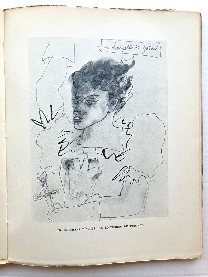 ジャン•コクトー『円卓の騎士』のテキスト余白のデッサン/ 1941年/ 限定本