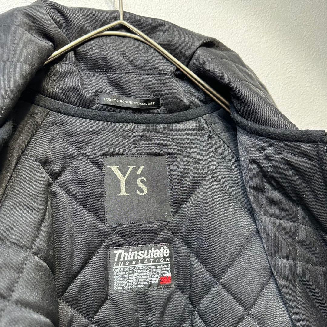 希少 ワイズ 2WAYウール ノーカラー キルティング デザインジャケット 2