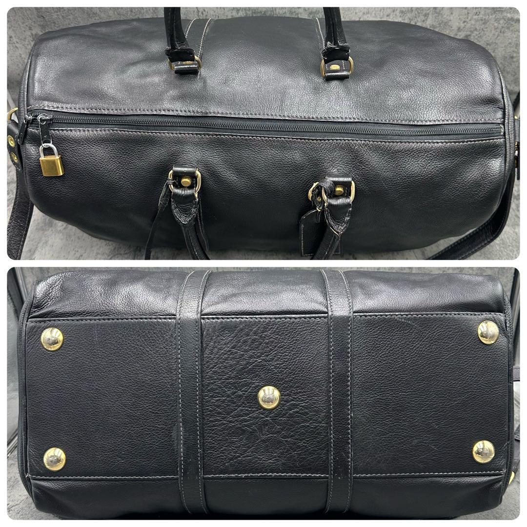 2way バリー ボストンバッグ シボ革 斜め掛け 黒 トラベル 南京錠
