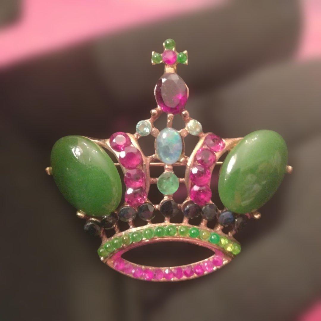 Apfelchen　スワボダ　半貴石ブローチ　グリーン系