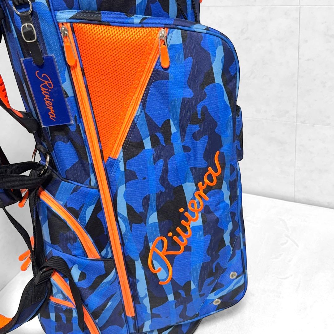 【美品】Riviera キャディバッグ ネイビー/オレンジ 迷彩