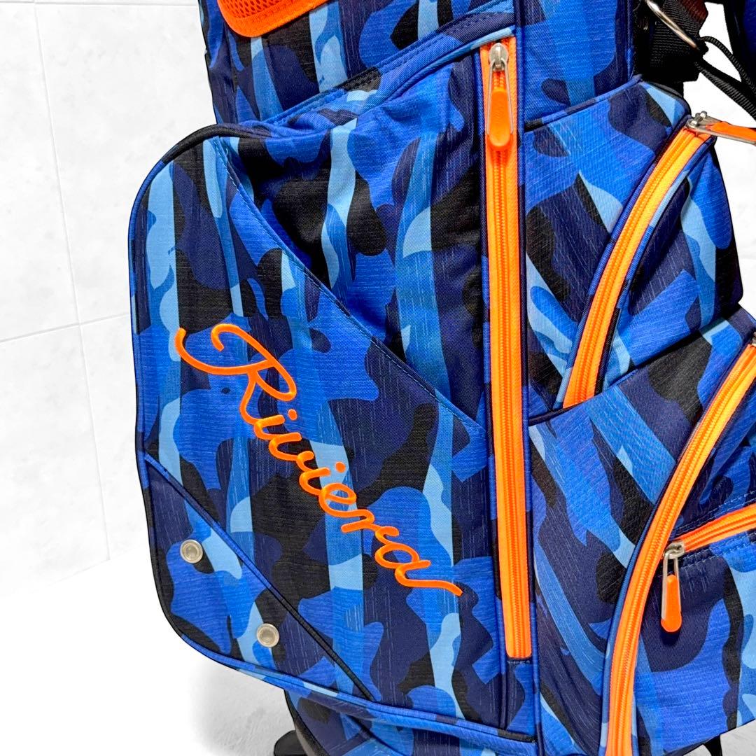 【美品】Riviera キャディバッグ ネイビー/オレンジ 迷彩
