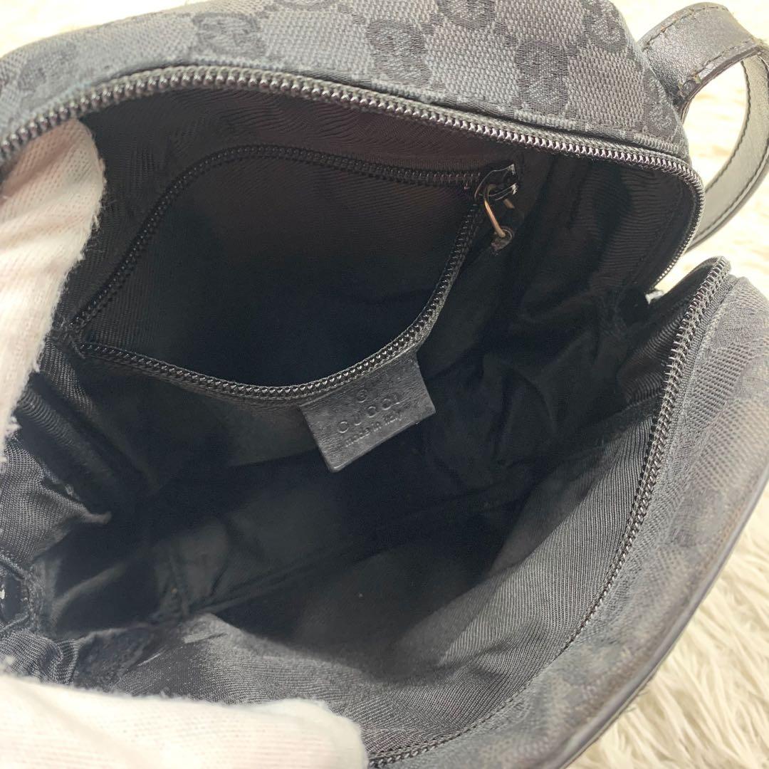 【✨極美品✨】グッチ ショルダーバッグ GGキャンバス レザー ブラック