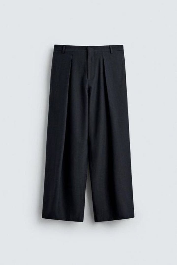 【完売品】ZARAピンストライプ柄プリーツパンツ 38