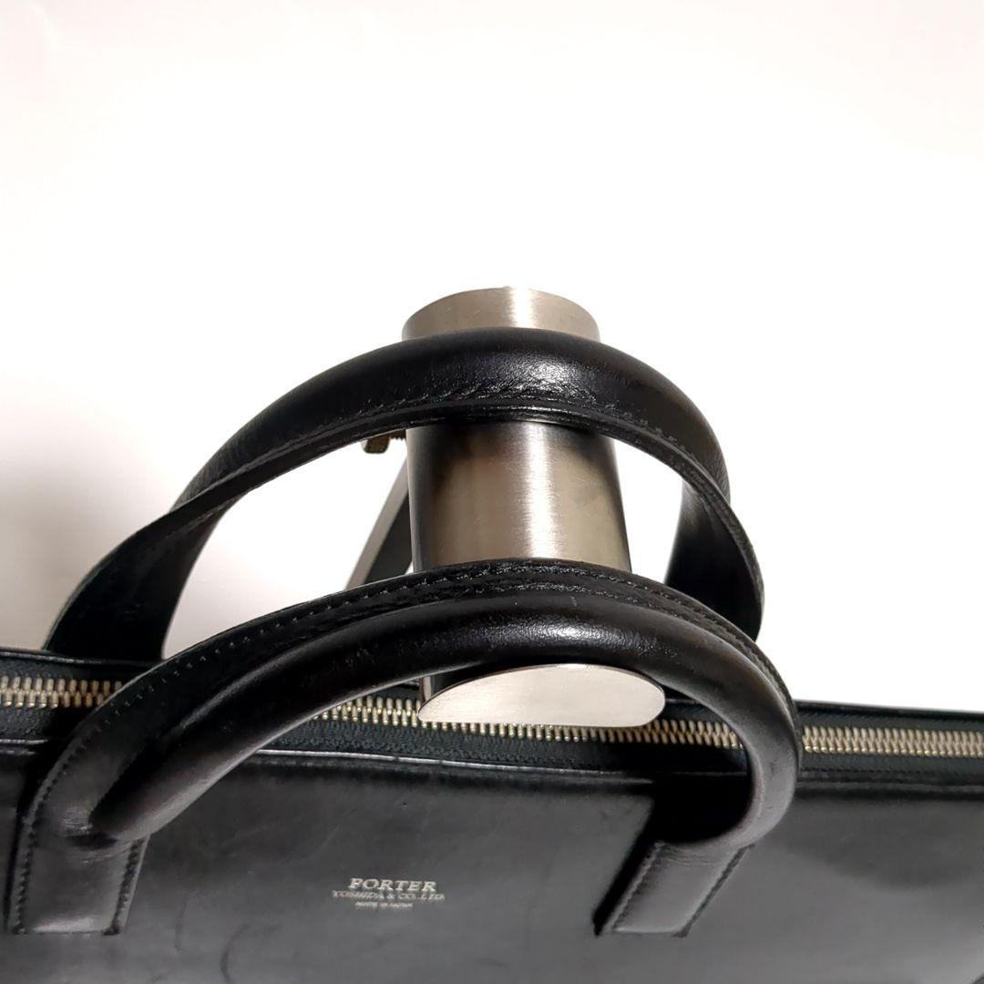 ✨PORTER✨クラーク ビジネスバッグ レザー ロゴ ブラック