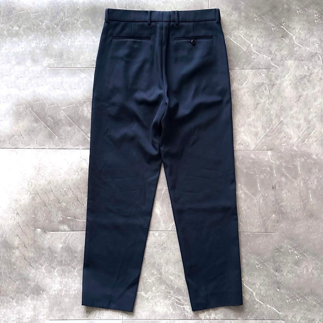 ATON バックサテン スタンダードパンツ スラックス ネイビー サイズL XL