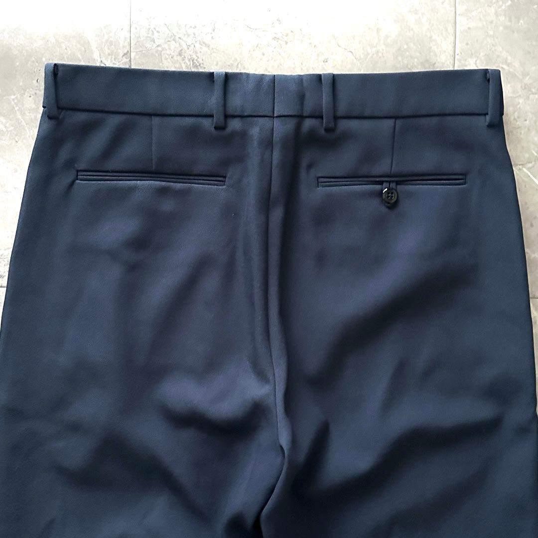 ATON バックサテン スタンダードパンツ スラックス ネイビー サイズL XL