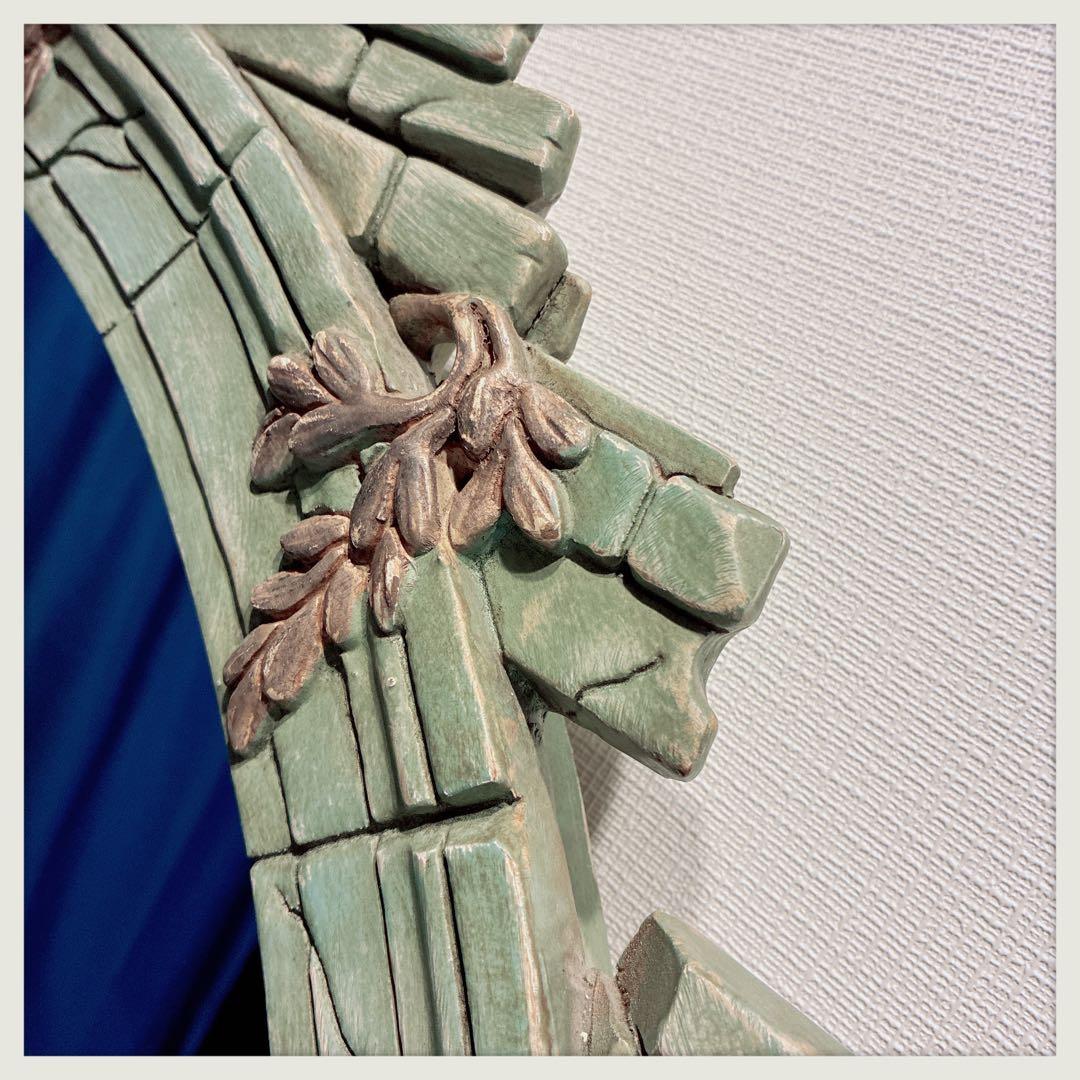 イタリア　1980年代ヴィンテージミラー　ゴールドモチーフ　遺跡風アレンジ