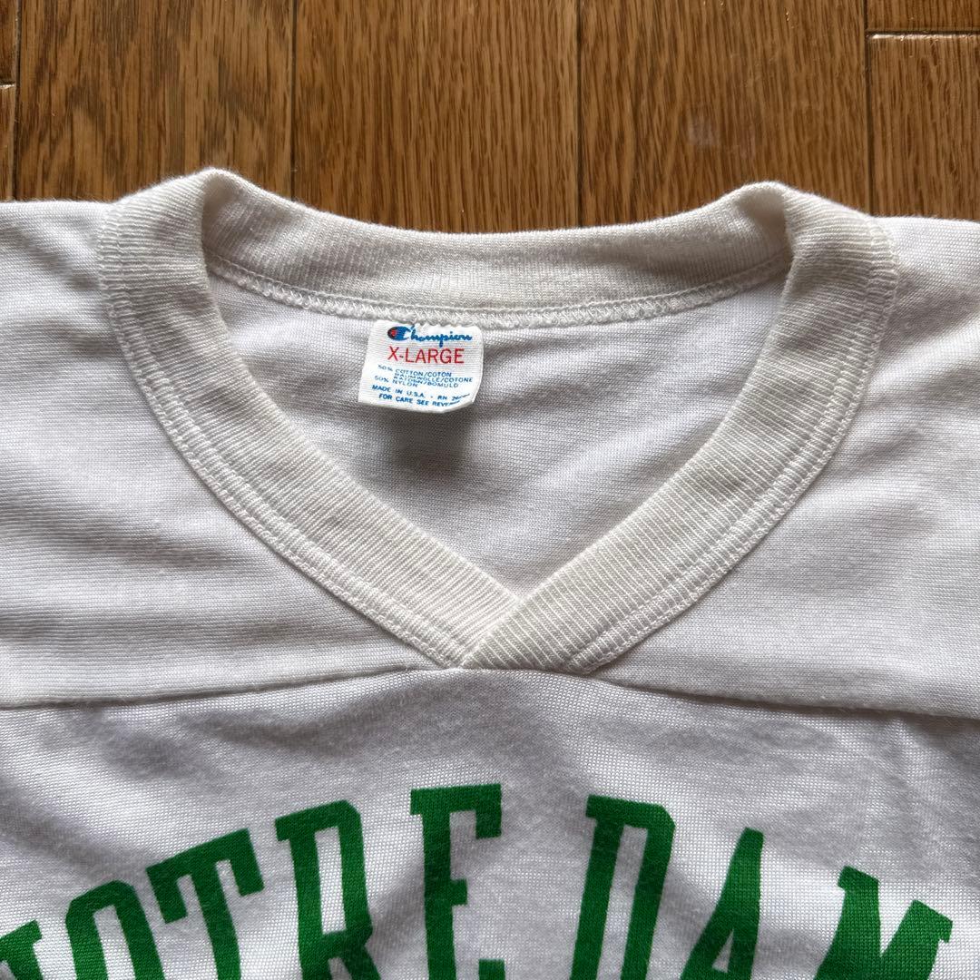 80s トリコタグ チャンピオン フットボールT 染み込み XLサイズ