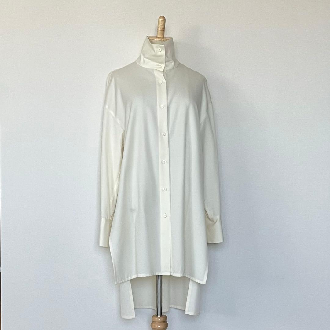 CABaN ウールツイル ハイネックロングシャツ S