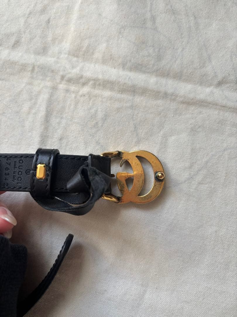 GUCCI パール付きブラックベルト