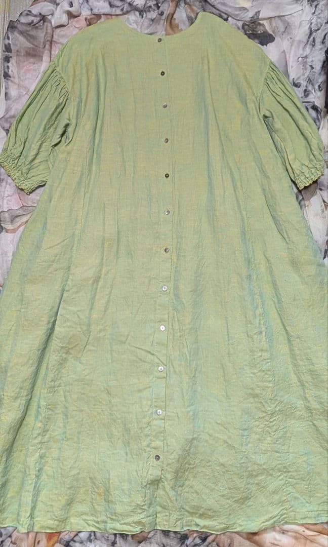 ネストローブ先染めヘンプ 2wayワンピース グリーン きれい色 差し色 春