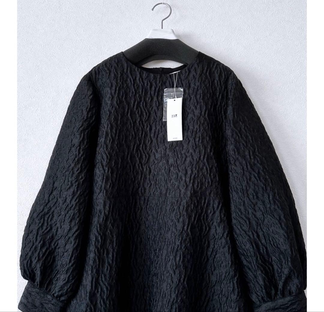 大きいサイズ48＊２３区 米沢産 ジャカードペプラム トップス＊自由区ICB組曲