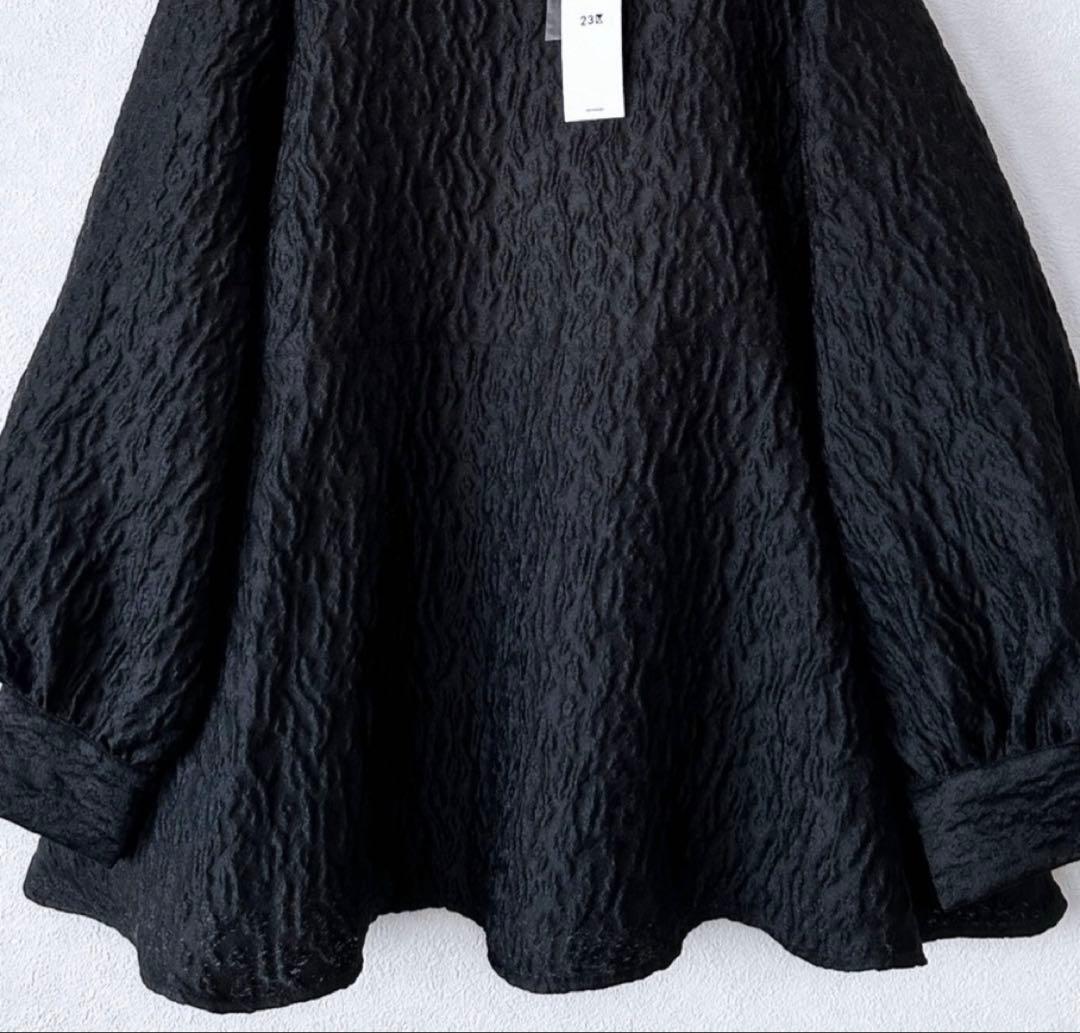 大きいサイズ48＊２３区 米沢産 ジャカードペプラム トップス＊自由区ICB組曲