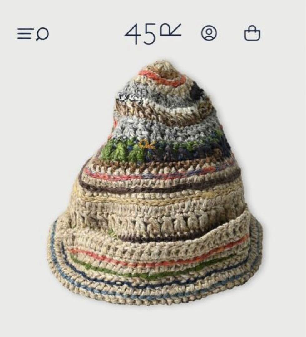 45R 2026年1月購入　ラグ編みリネンのニットキャップ