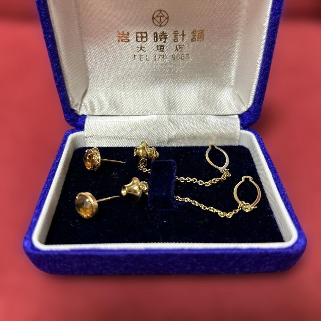 トパーズ　カフリンクス&ネクタイピン2種