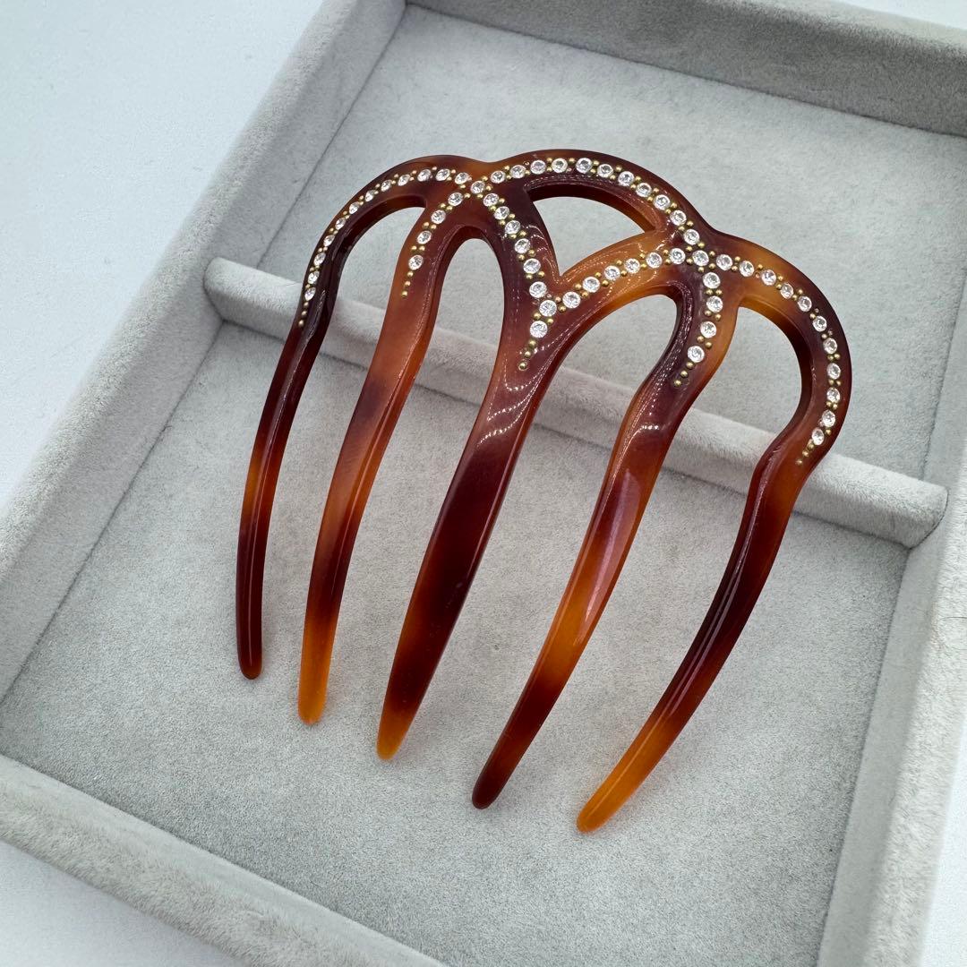 【人気】Alexandre de Paris ヘアコーム　ストーン　ブラウン