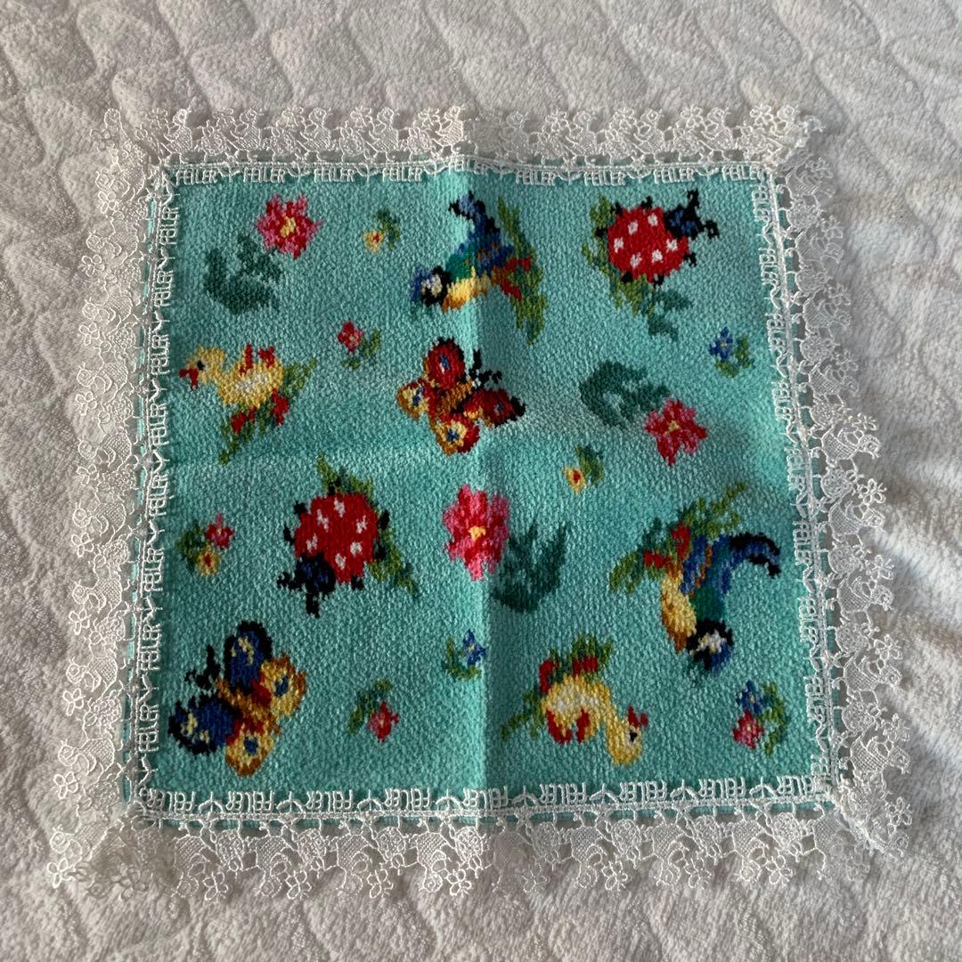 フェイラー　近沢レース　ミントグリーン　ハンカチ