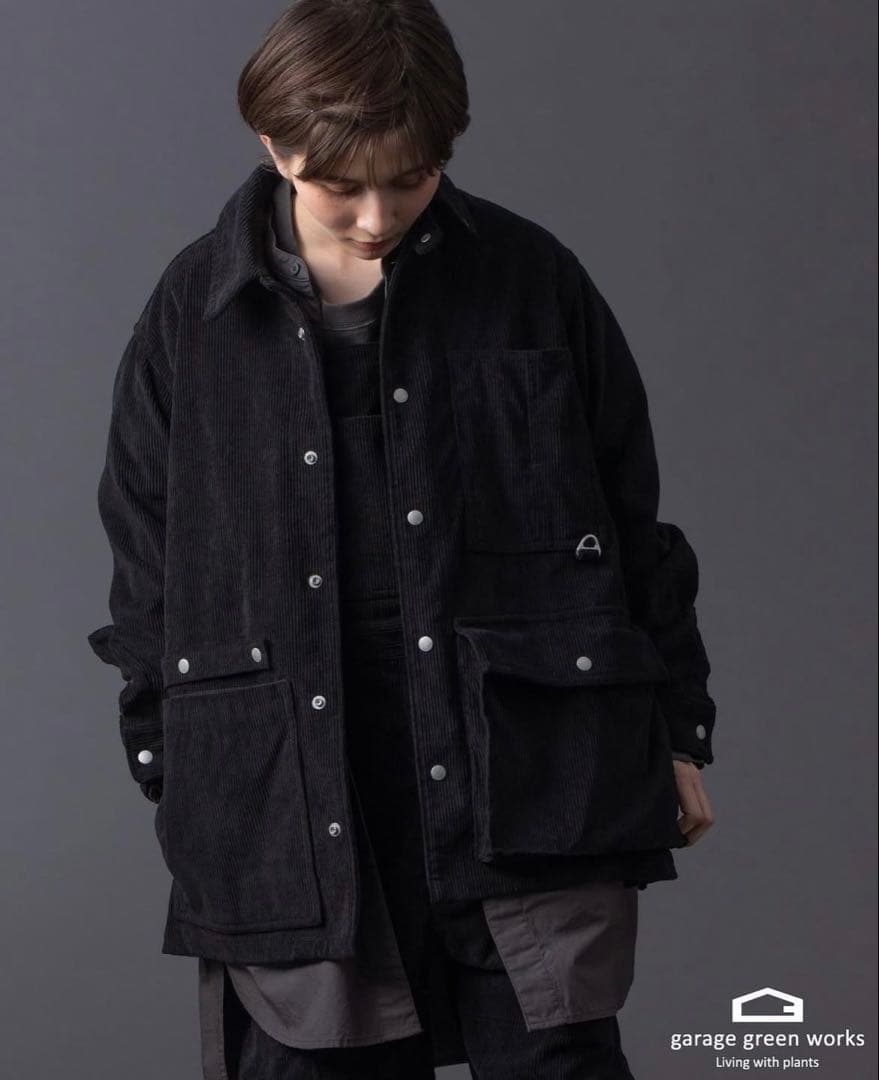 garage green works コーデュロイカバーオール 黒