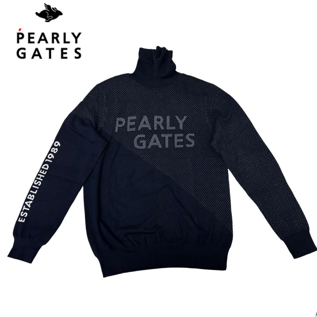 極美品　PEARLY GATES ネイビー タートルネックセーター　2024年