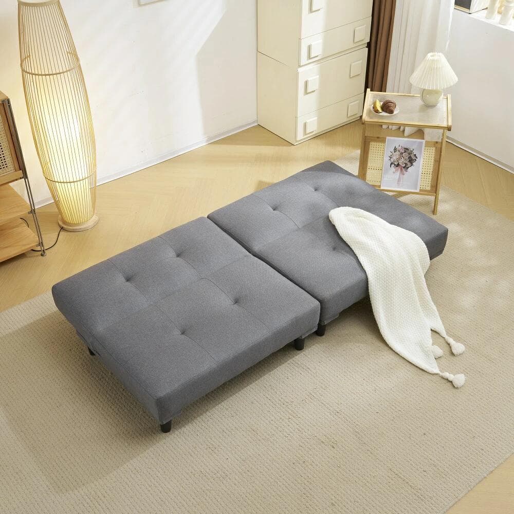 超人気！ソファ ベッド ロータイプ 2人 背もたれ3段階 お手入れ簡単 Grey