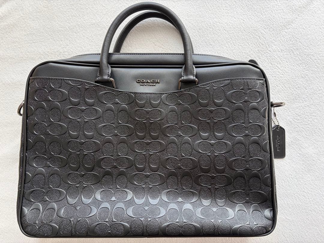 コーチ ビジネスバッグ 2way ブラック レザー シグネチャー柄