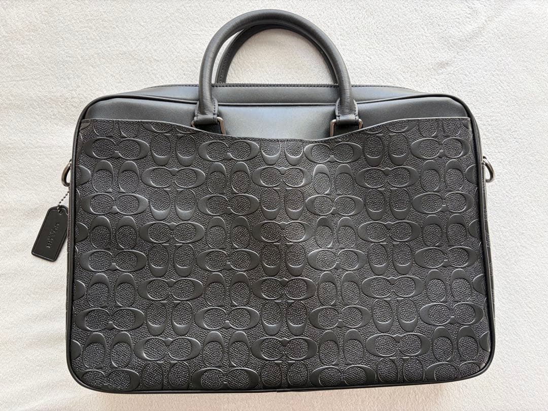 コーチ ビジネスバッグ 2way ブラック レザー シグネチャー柄