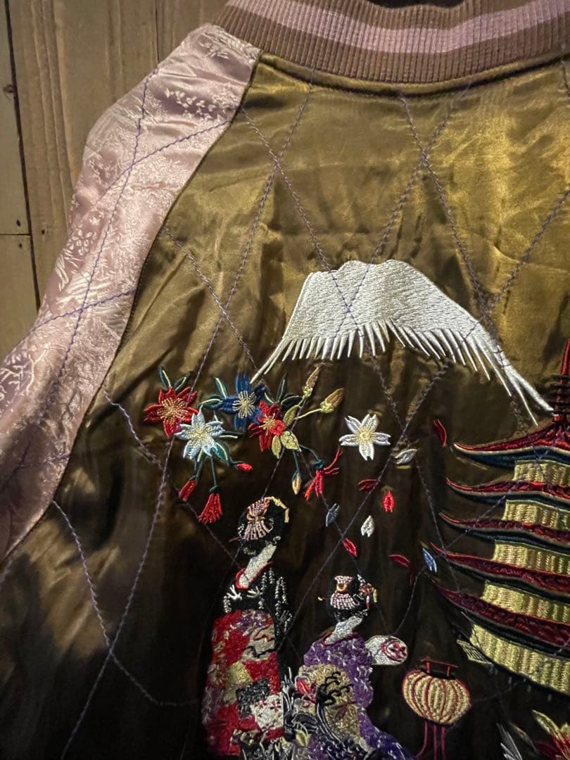 リバーシブルスカジャン （鶴/芸者✕五重塔)