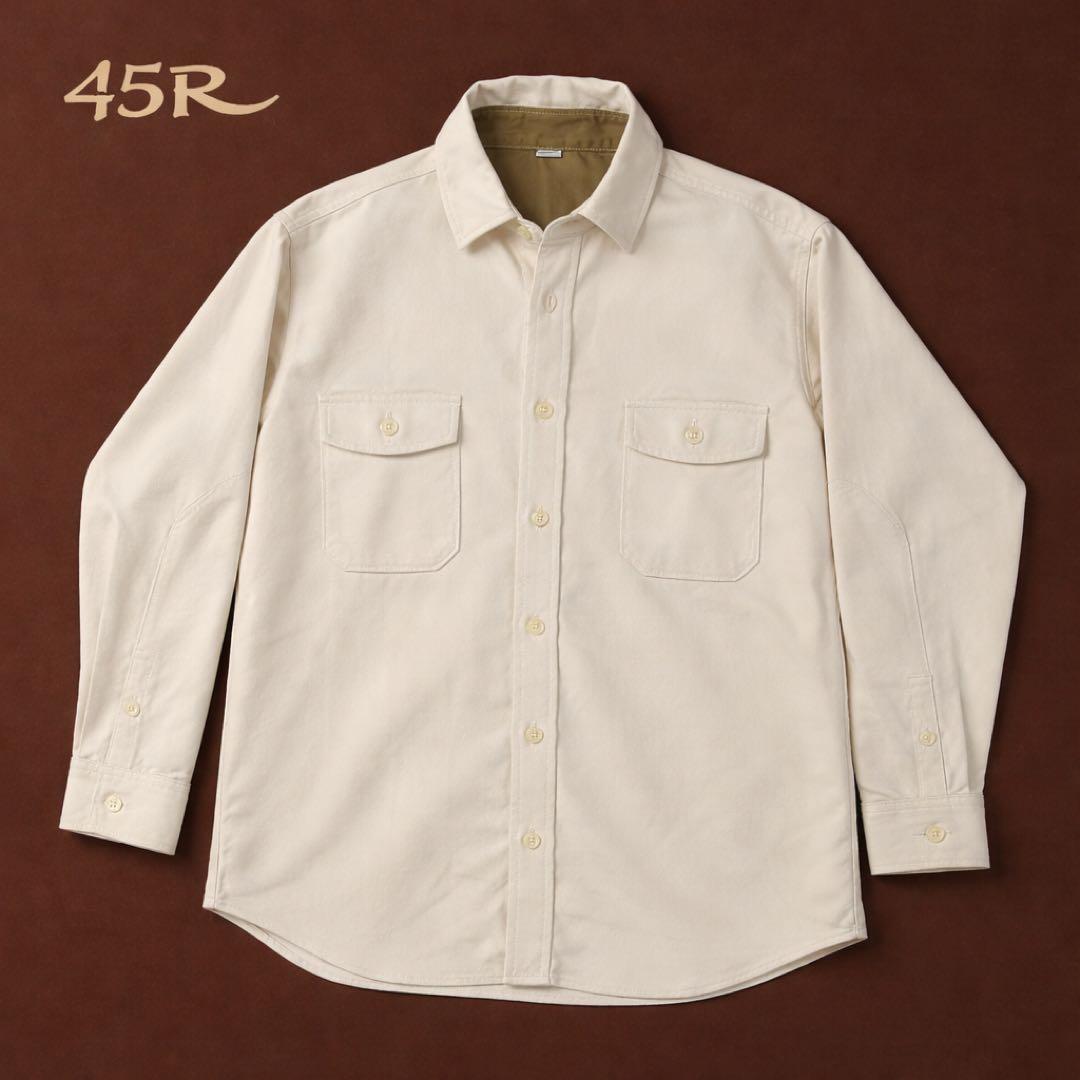 新品 未使用 45R 日本製 コットンストレッチ ワークシャツ レディース