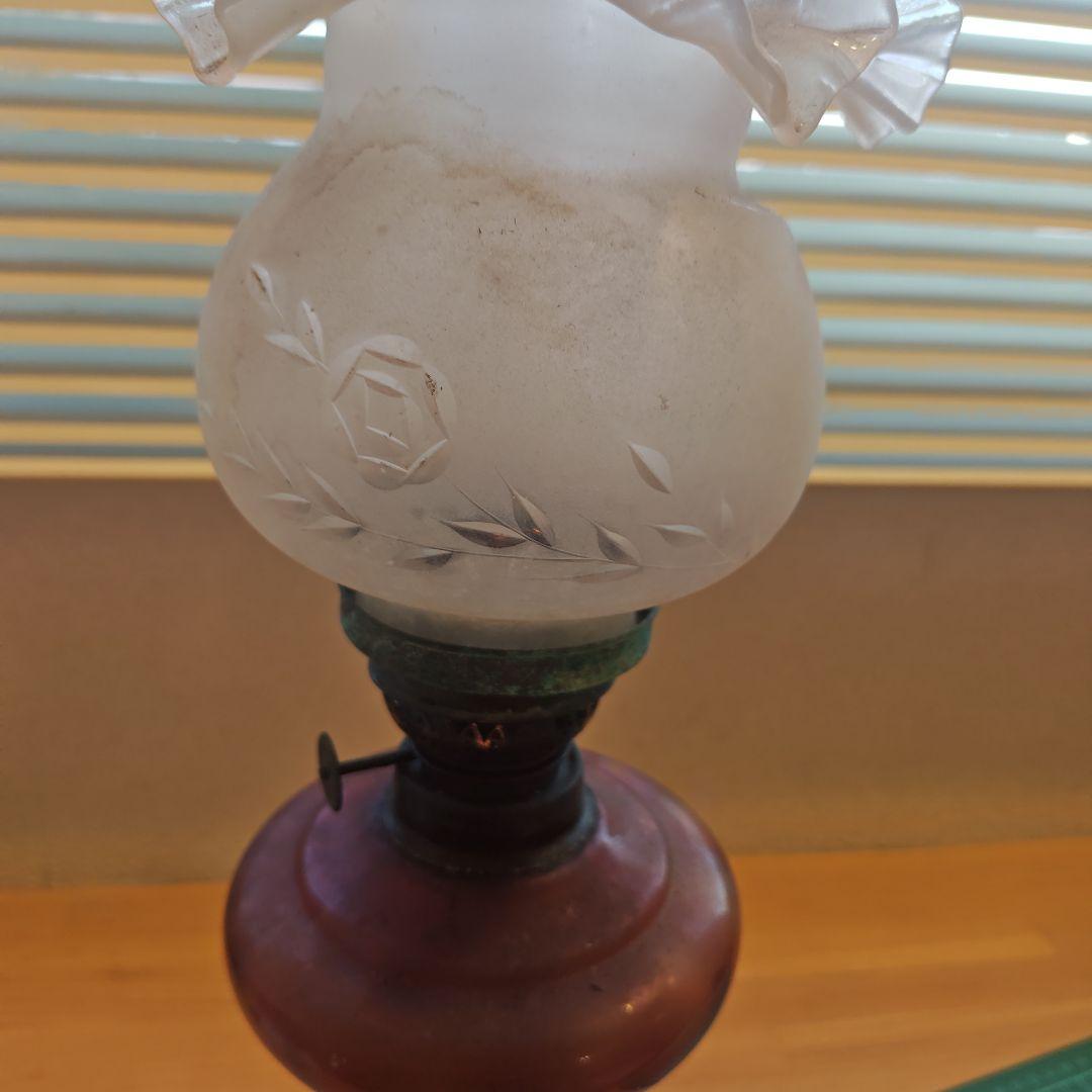 大正ロマン　アンティーク　オイルランプ　 フラワーモチーフ 約55センチ