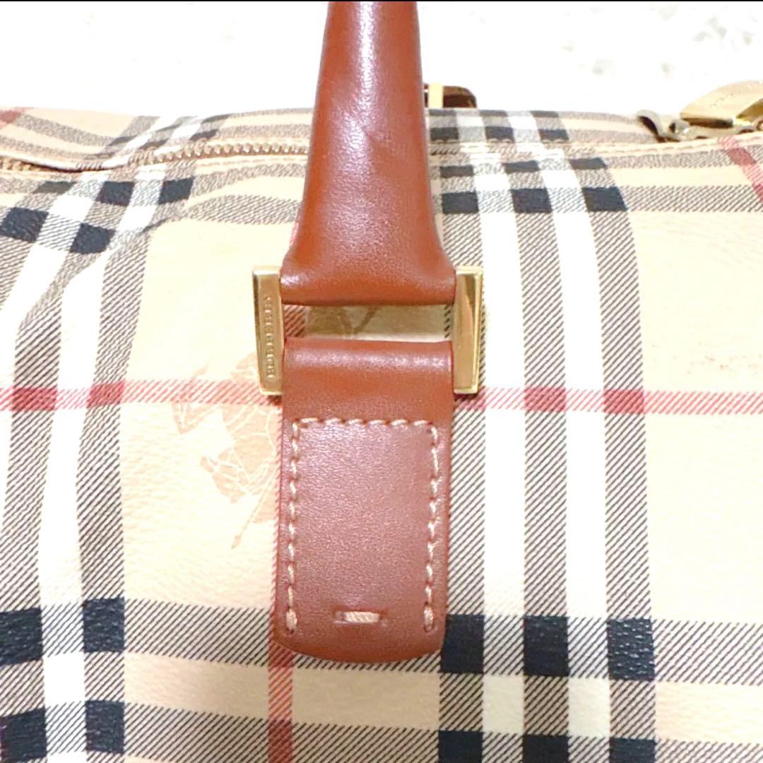 希少バーバリーロンドンノバチェックホースロゴレザー南京錠カギPVC大容量レア人気