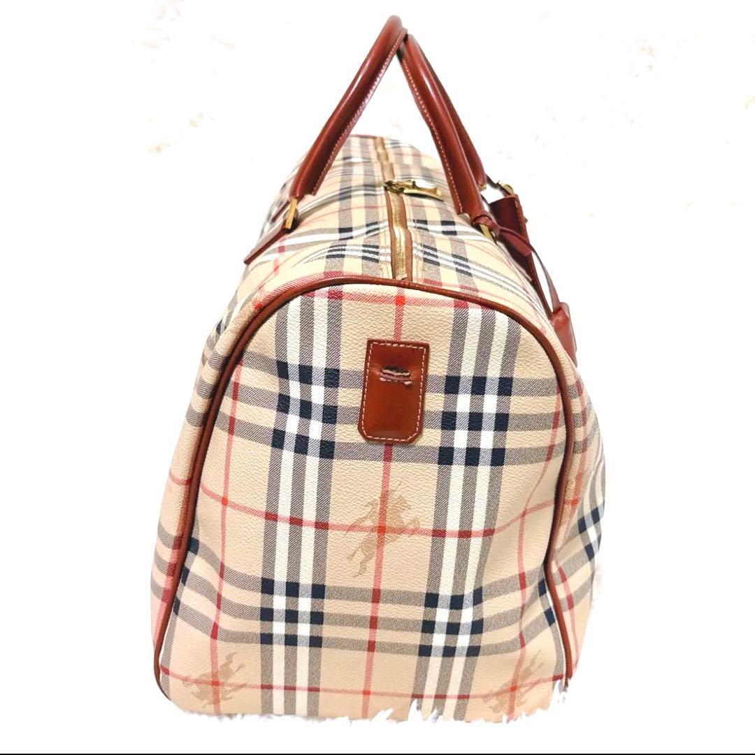 希少バーバリーロンドンノバチェックホースロゴレザー南京錠カギPVC大容量レア人気