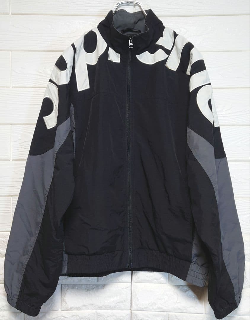 Supreme シュプリーム ジャケット ビッグロゴ ブラックグレー Mサイズ