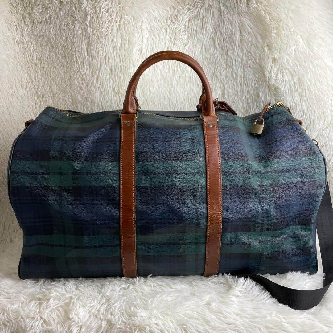 【美品】ポロラルフローレン ボストンバッグ　チェック柄　大容量 旅行 2way