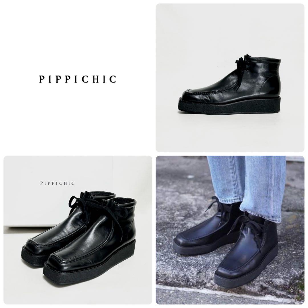 ■定5.4万 ピッピシック 38 レースアップシューズ ローファー 黒 ブーツ
