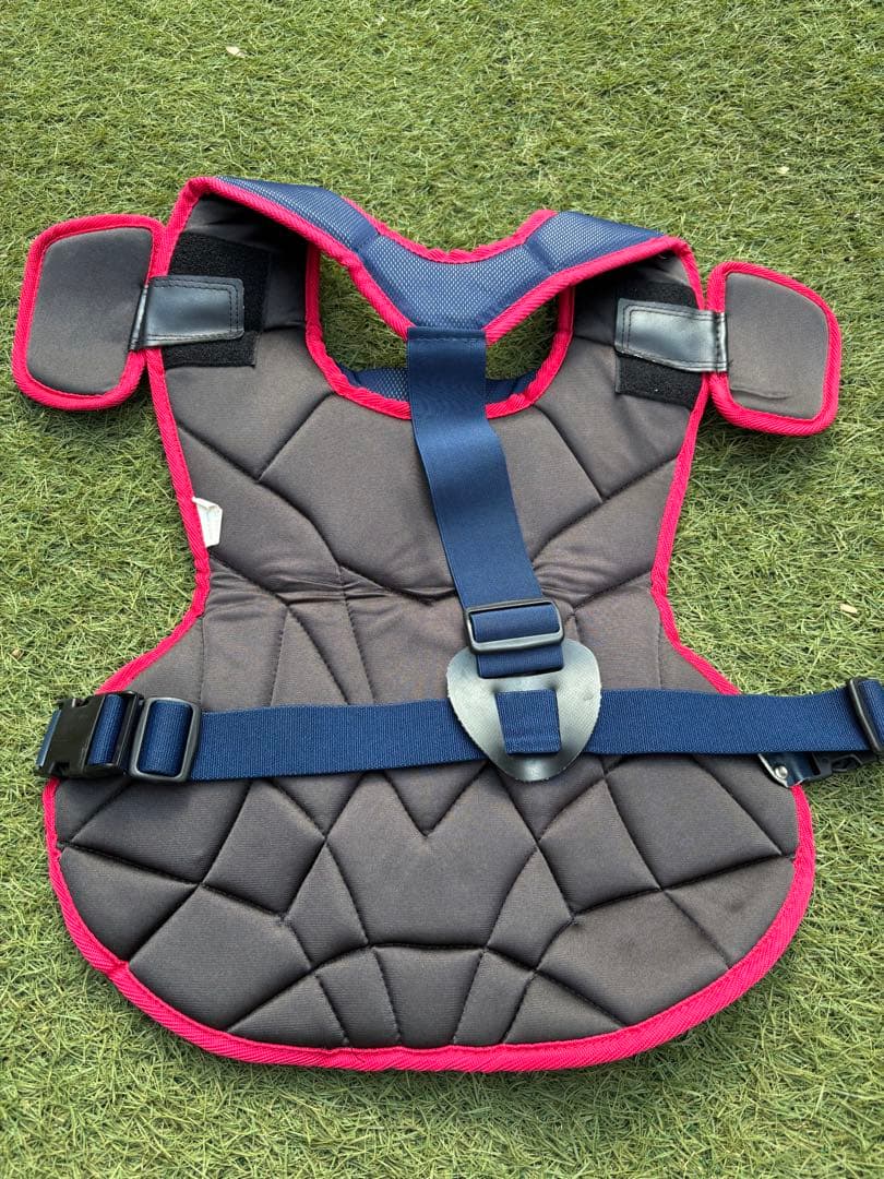 ZETT 軟式キャッチャー用プロテクター 赤青　3点セット