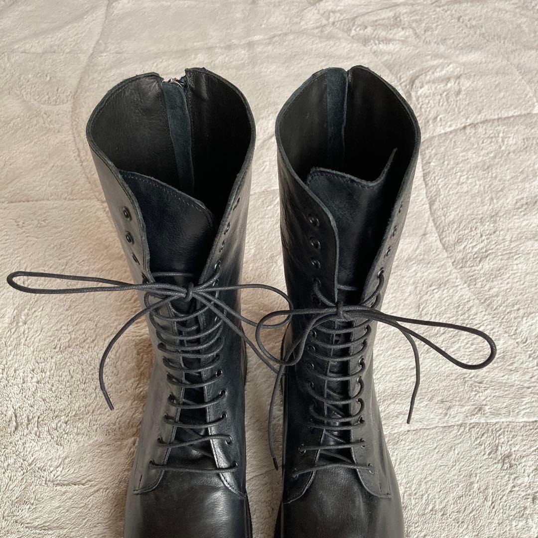 未使用品　HISTRY541 レザーレースアップブーツ　 イタリア製　ブラック