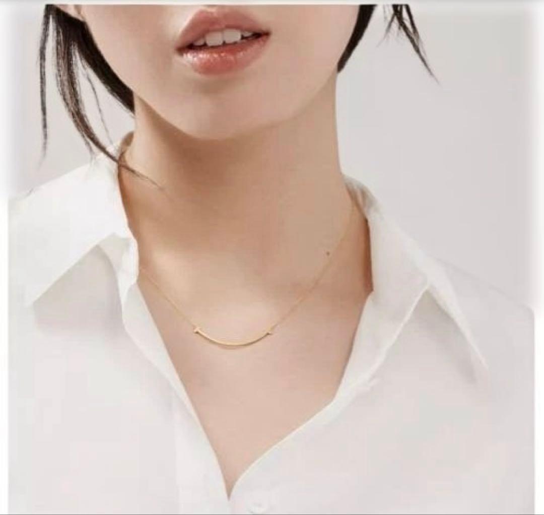 美品★TiffanyティファニーTスマイルネックレス　スモール　イエローゴールド