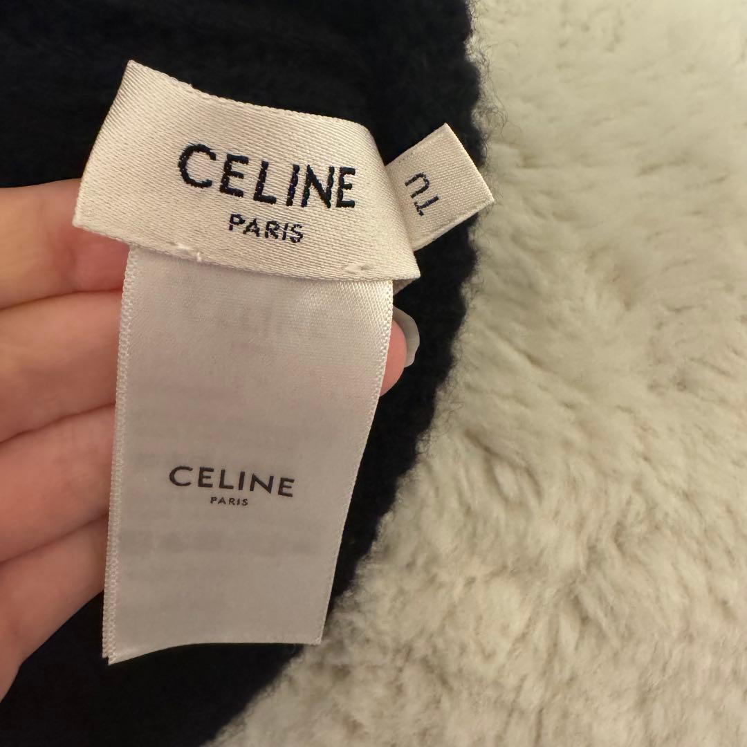 セリーヌ　トリオンフ　ニット帽　シームレスカシミア　ブラック