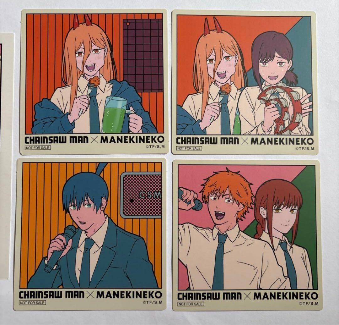 チェンソーマン まねきねこ 箔押しポストカード コースター マキマ デンジ アキ