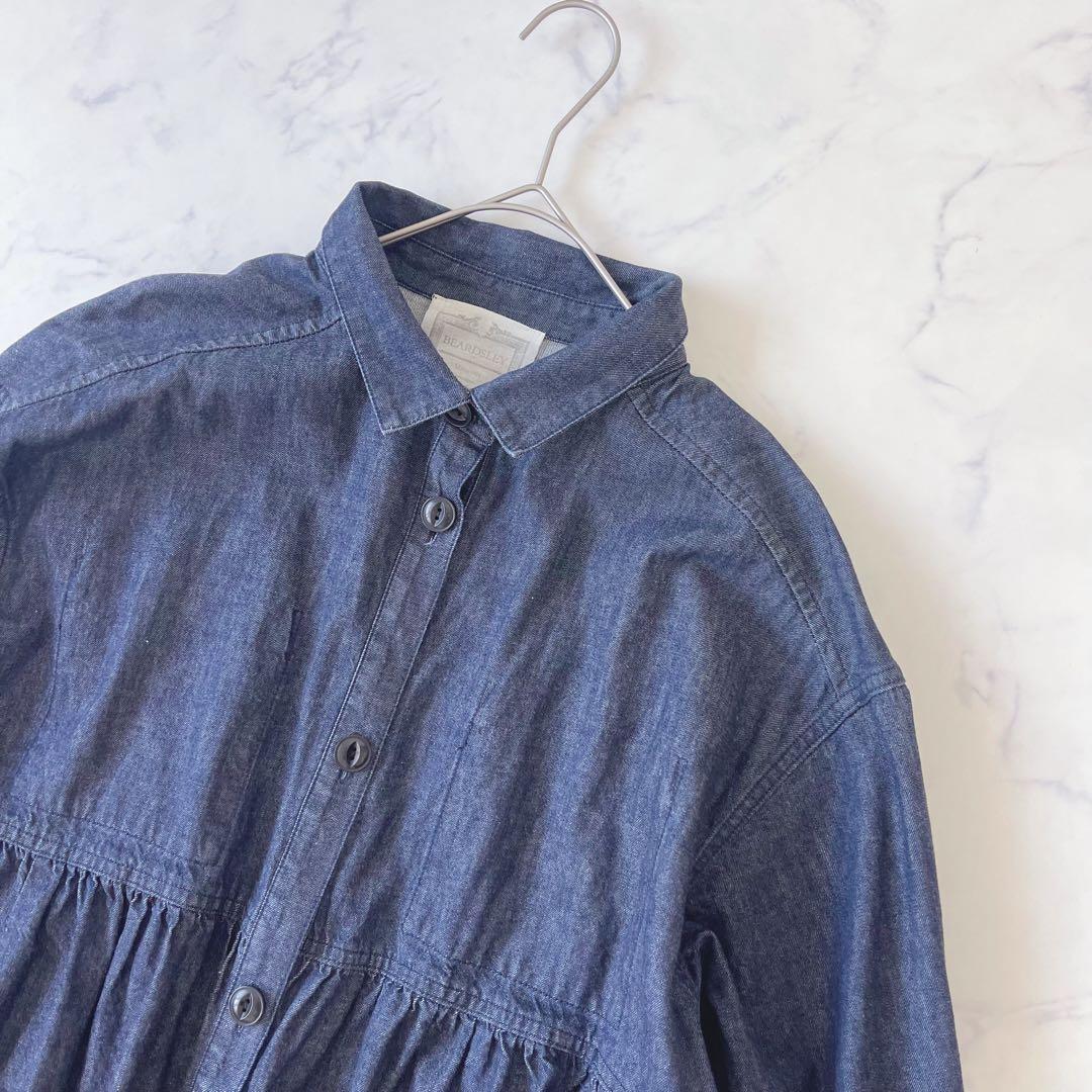 【美品】BEARDSLEYデニム フリル ティアード ブラウス インディゴ