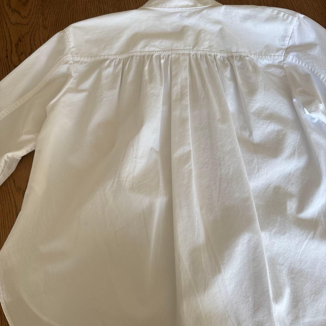 【美品】ドゥロワー コットン ギャザーワイドフレアブラウス シャツ ホワイト