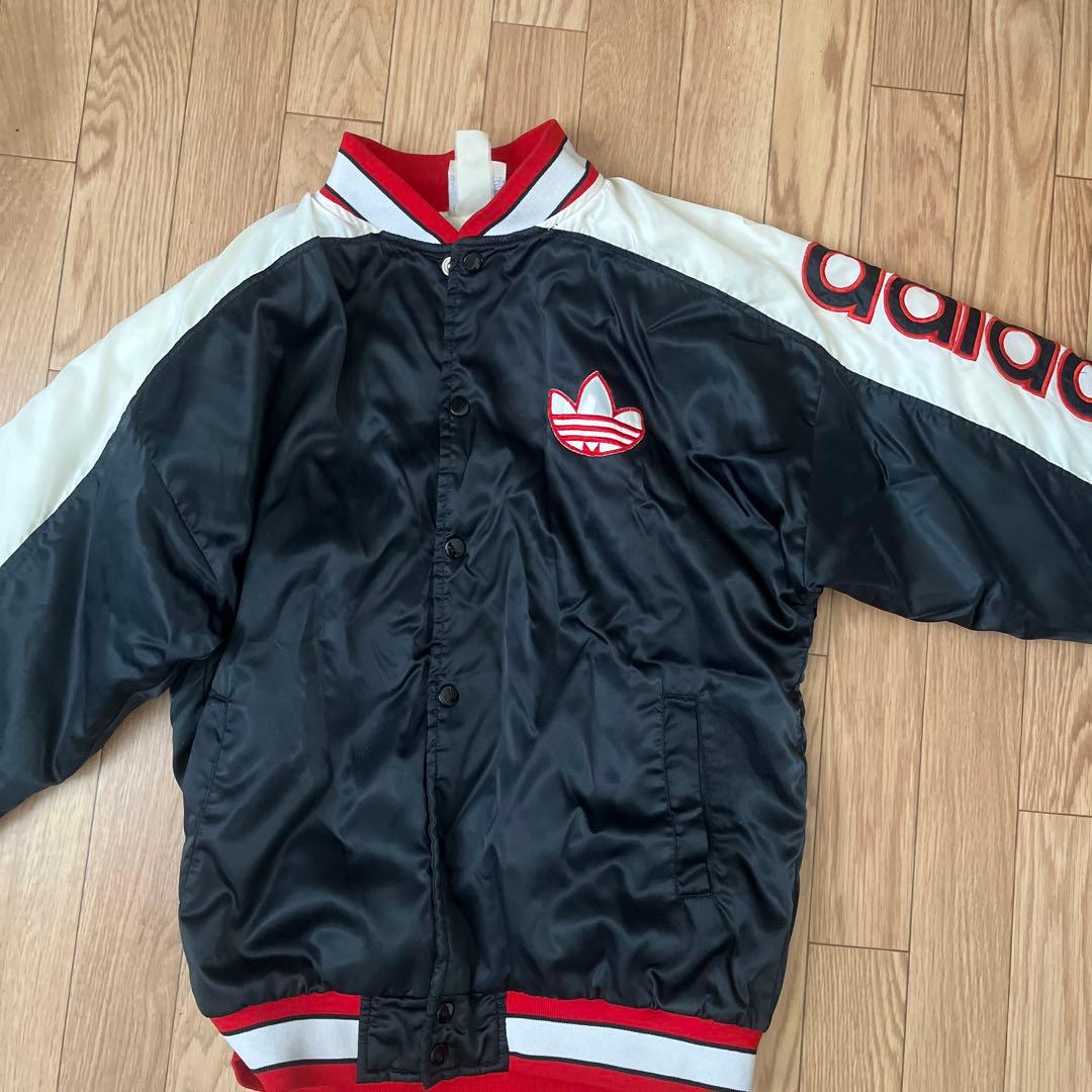 adidas ナイロンジャケット ボンバージャケット 黒/白/赤