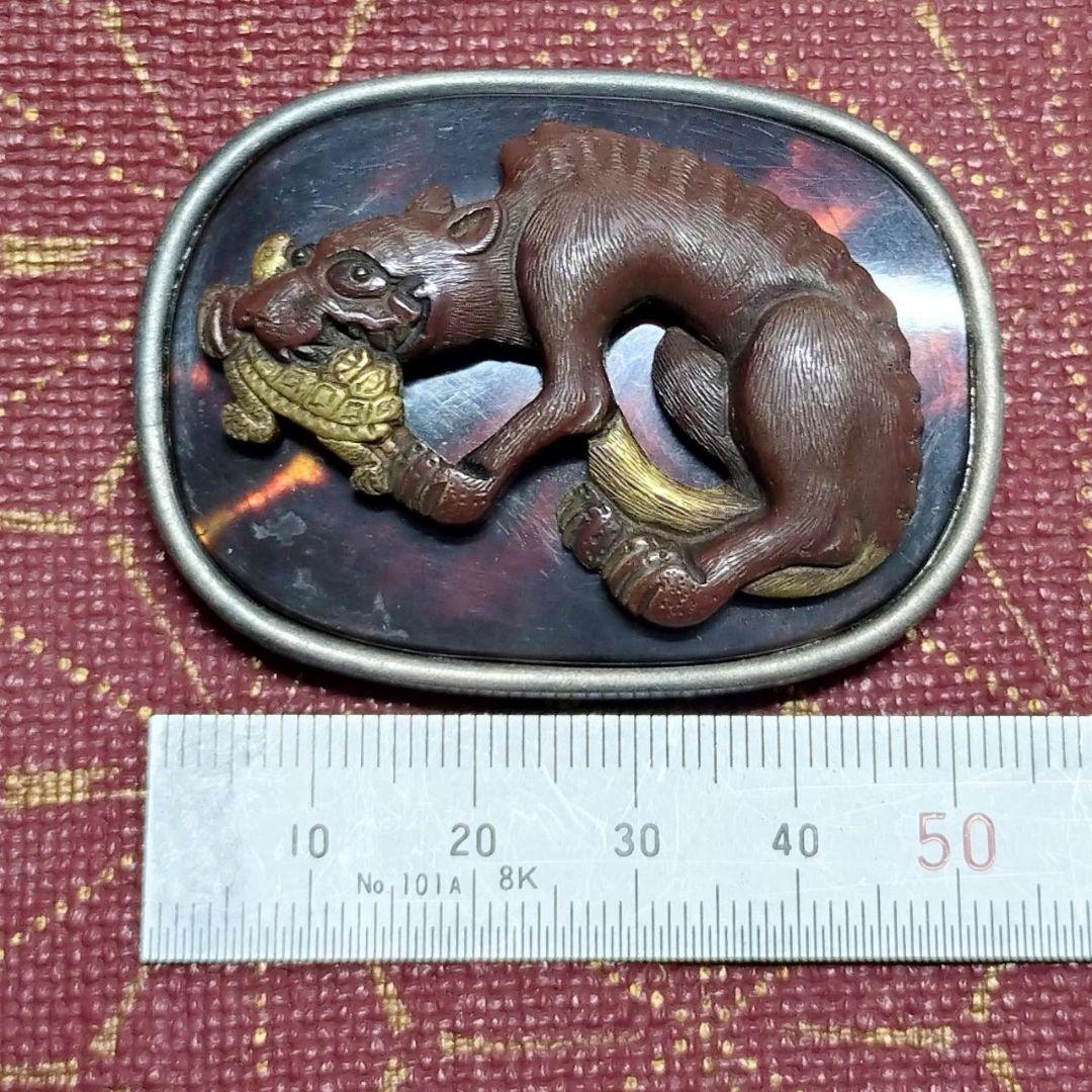 煙草入 前金具 帯留飾 銀製台座