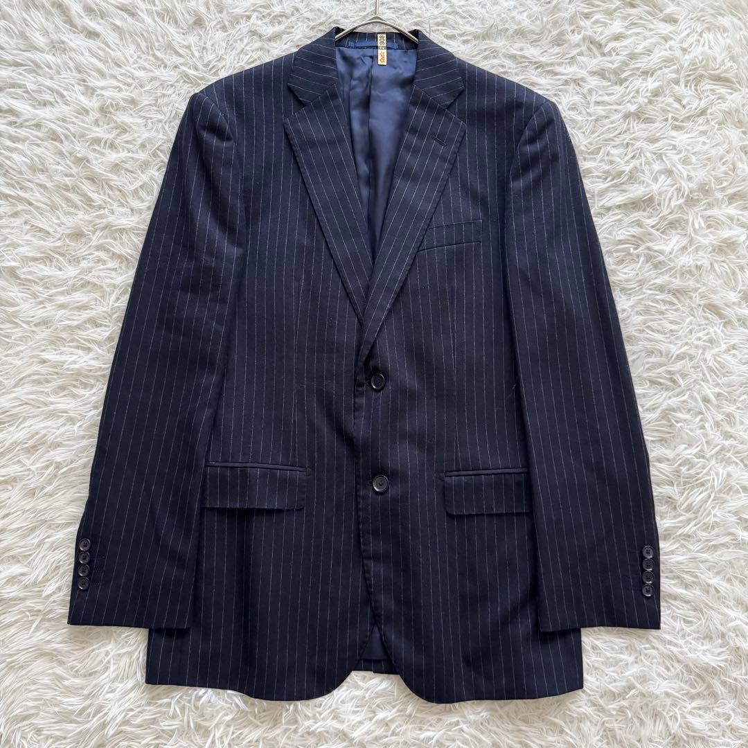 【トゥモローランド】スーツ　ストライプ NIKKE生地　紺色　48